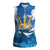 Barbados Independence Day Women Sleeveless Polo Shirt Gold Trident and Flying Fish - Wonder Print Shop