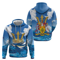 Barbados Independence Day Zip Hoodie Gold Trident and Flying Fish - Wonder Print Shop
