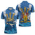 Barbados Independence Day Zipper Polo Shirt Gold Trident and Flying Fish - Wonder Print Shop