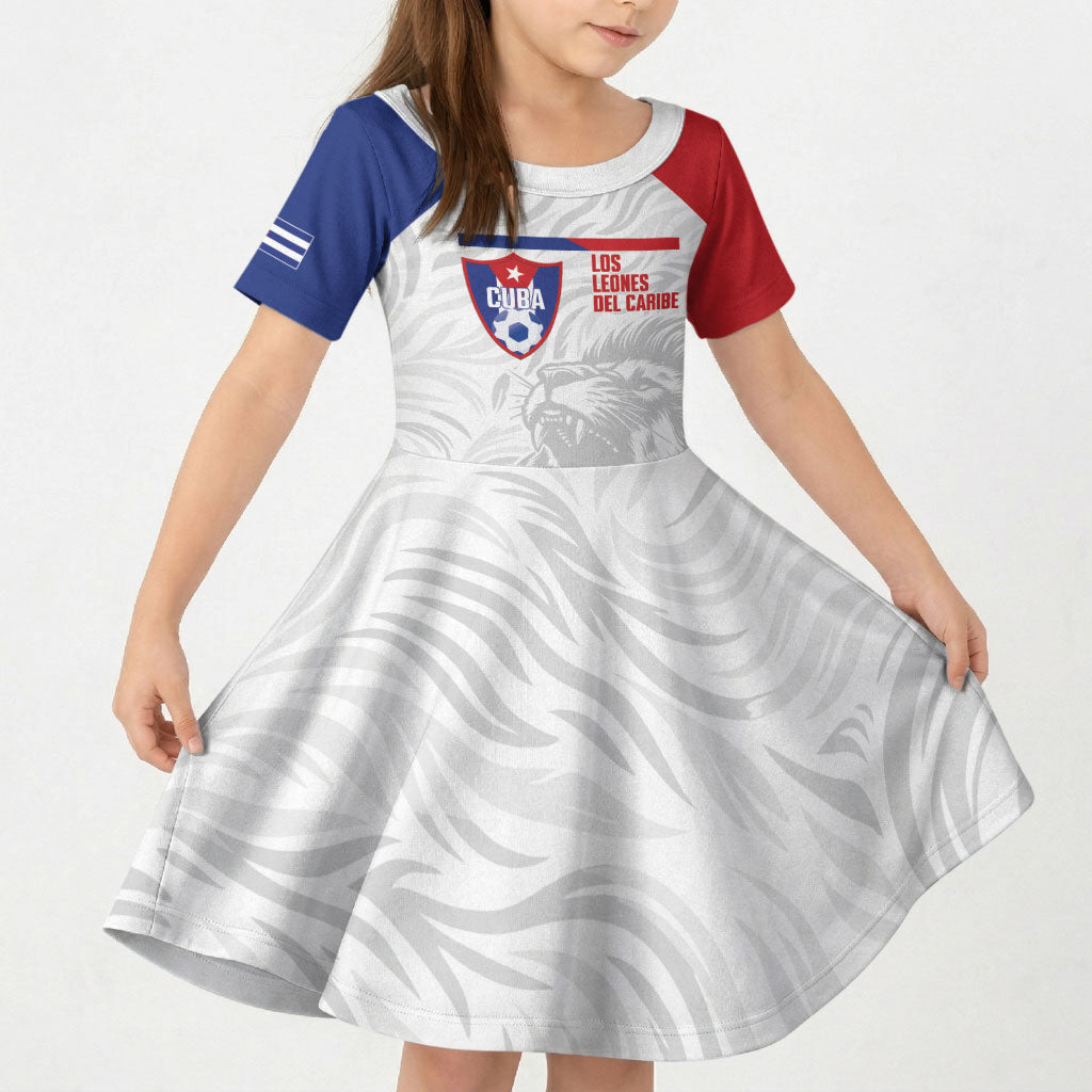 Cuba Football 2026 Custom Kid Short Sleeve Dress Vamos Los Leones del Caribe