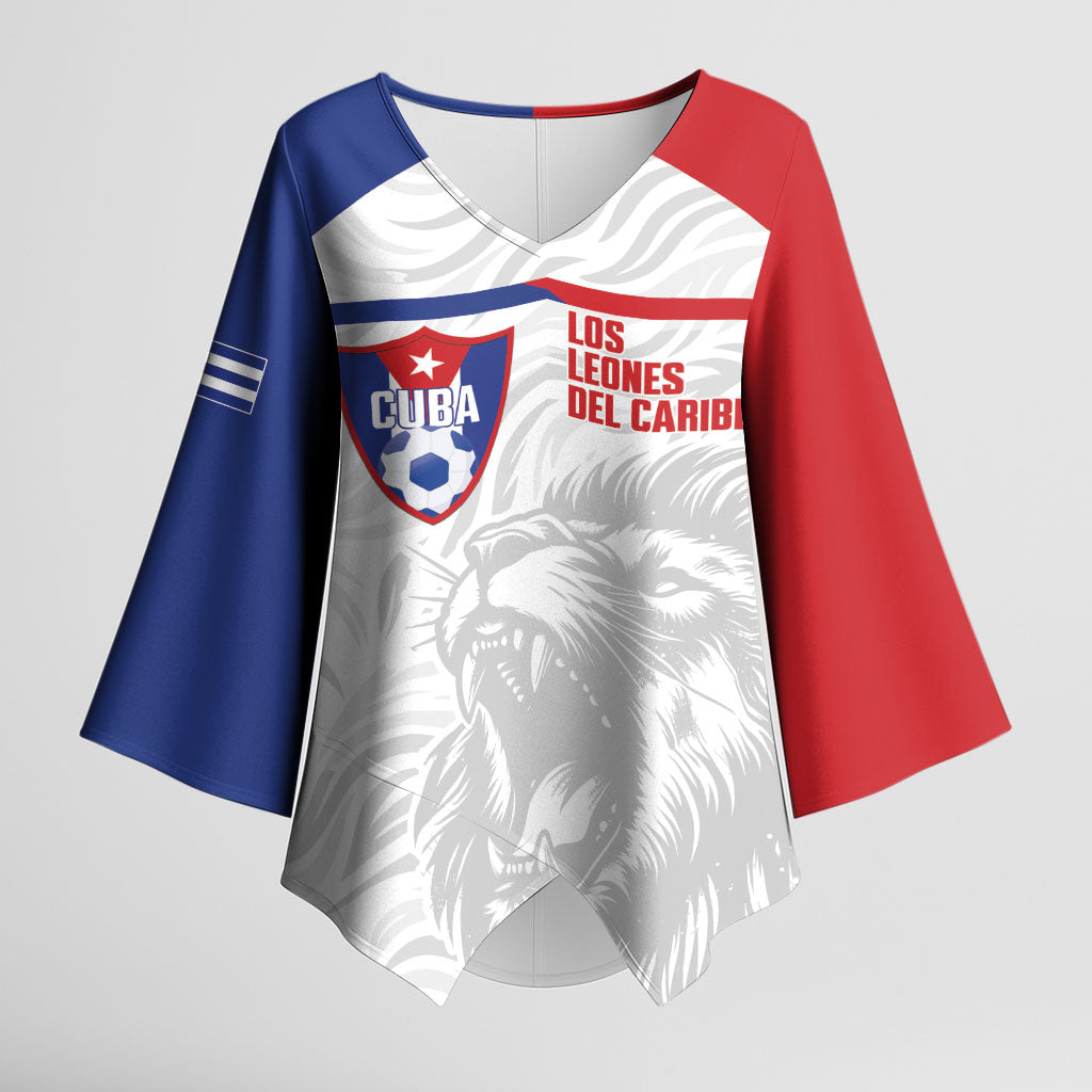 Cuba Football 2026 Custom Kimono Sleeve Blouse Vamos Los Leones del Caribe