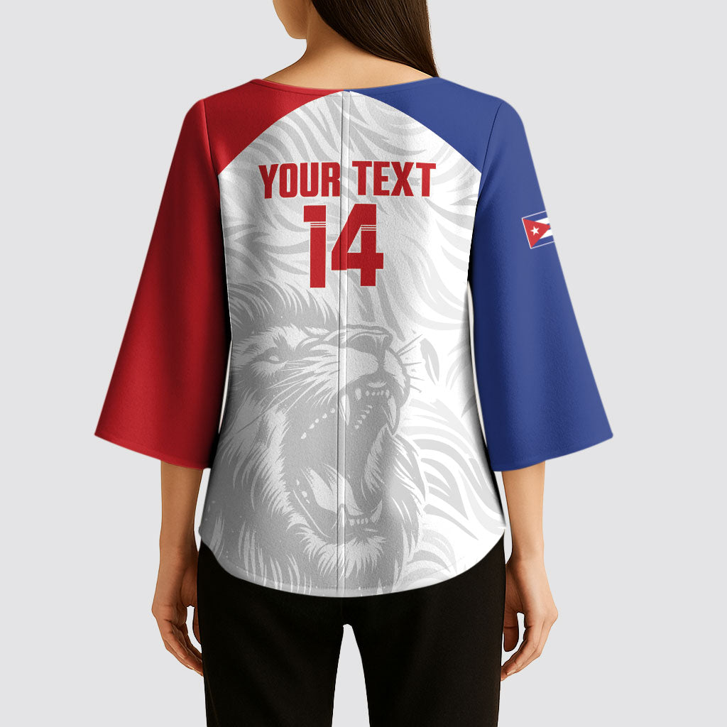 Cuba Football 2026 Custom Kimono Sleeve Blouse Vamos Los Leones del Caribe