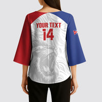 Cuba Football 2026 Custom Kimono Sleeve Blouse Vamos Los Leones del Caribe