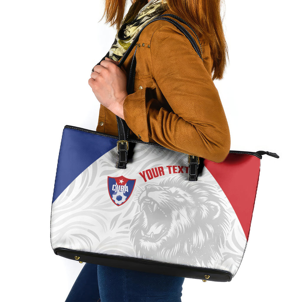 Cuba Football 2026 Custom Leather Tote Bag Vamos Los Leones del Caribe