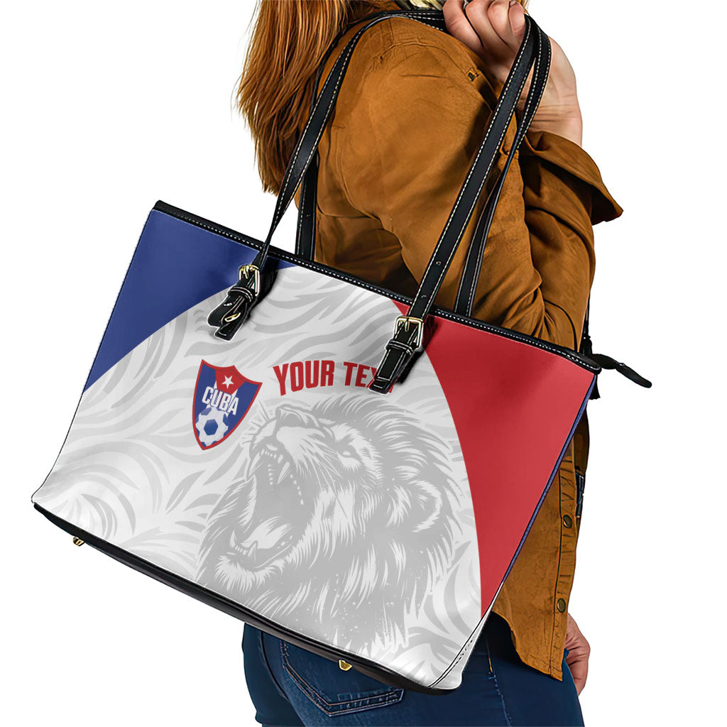 Cuba Football 2026 Custom Leather Tote Bag Vamos Los Leones del Caribe