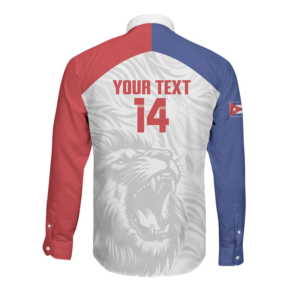 Cuba Football 2026 Custom Long Sleeve Button Shirt Vamos Los Leones del Caribe