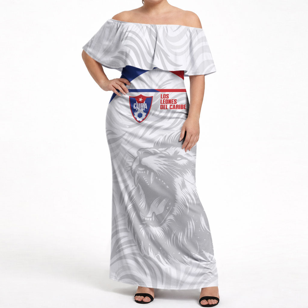 Cuba Football 2026 Custom Off Shoulder Maxi Dress Vamos Los Leones del Caribe