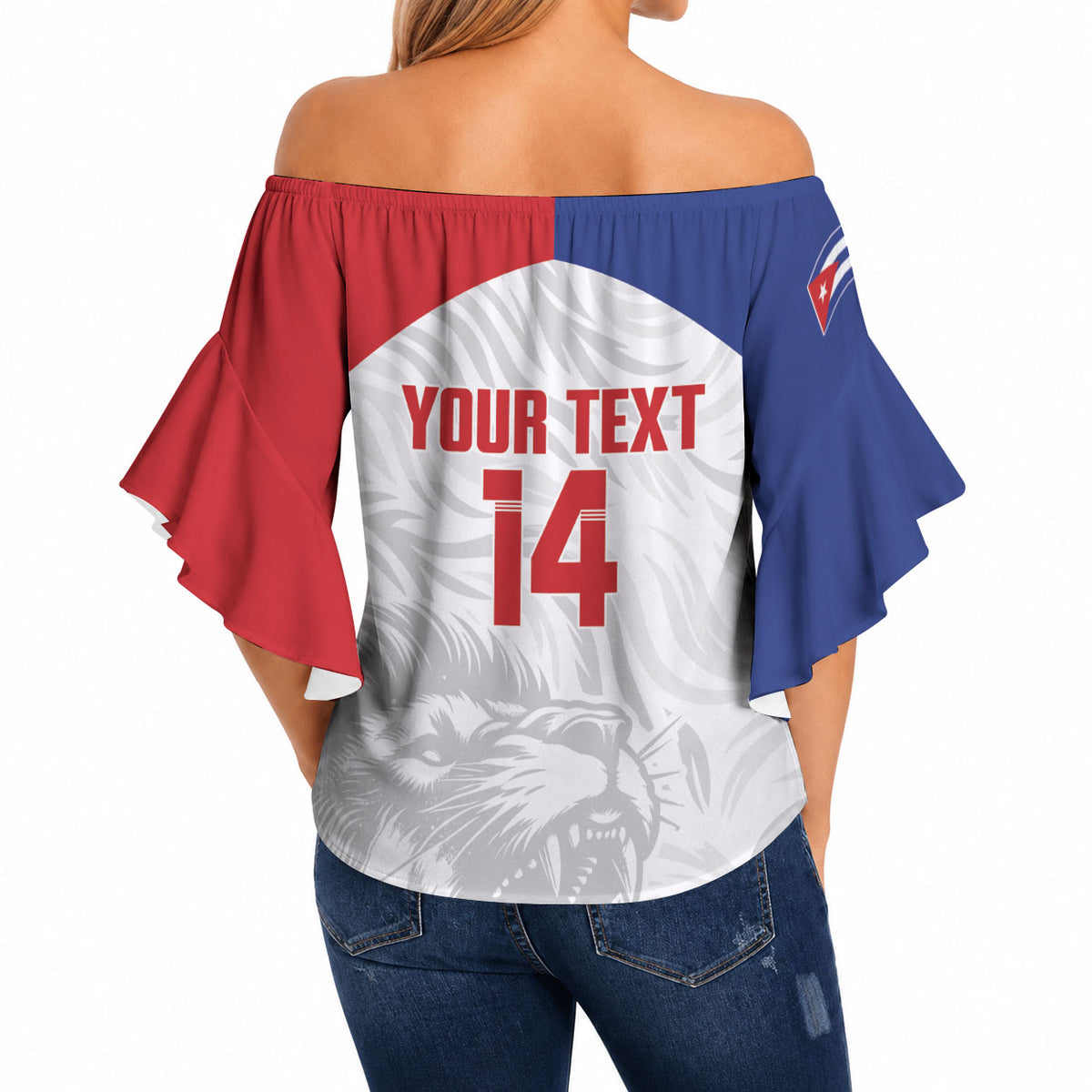 Cuba Football 2026 Custom Off Shoulder Wrap Waist Top Vamos Los Leones del Caribe