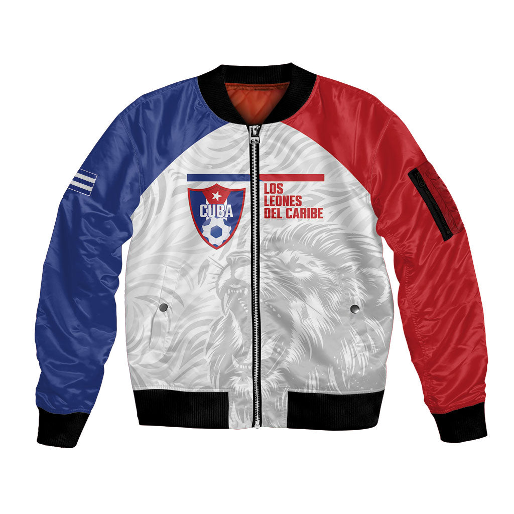 Cuba Football 2026 Custom Sleeve Zip Bomber Jacket Vamos Los Leones del Caribe