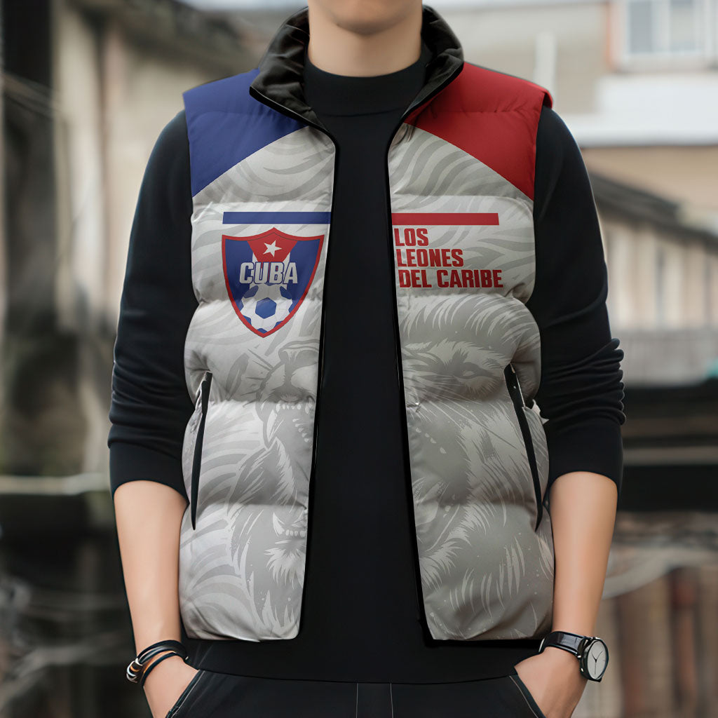 Cuba Football 2026 Custom Sleeveless Puffer Jacket Vamos Los Leones del Caribe