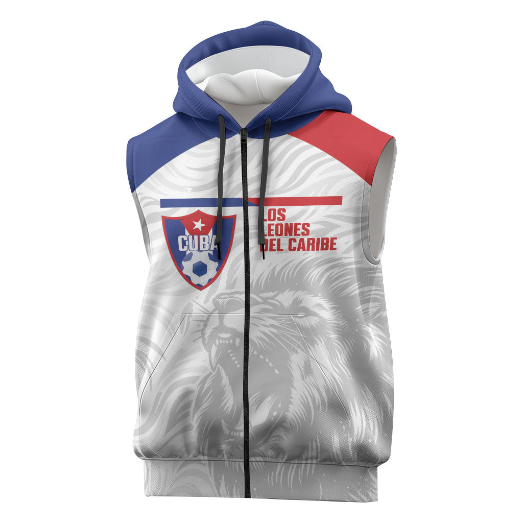 Cuba Football 2026 Custom Sleeveless Zip Hoodie Vamos Los Leones del Caribe