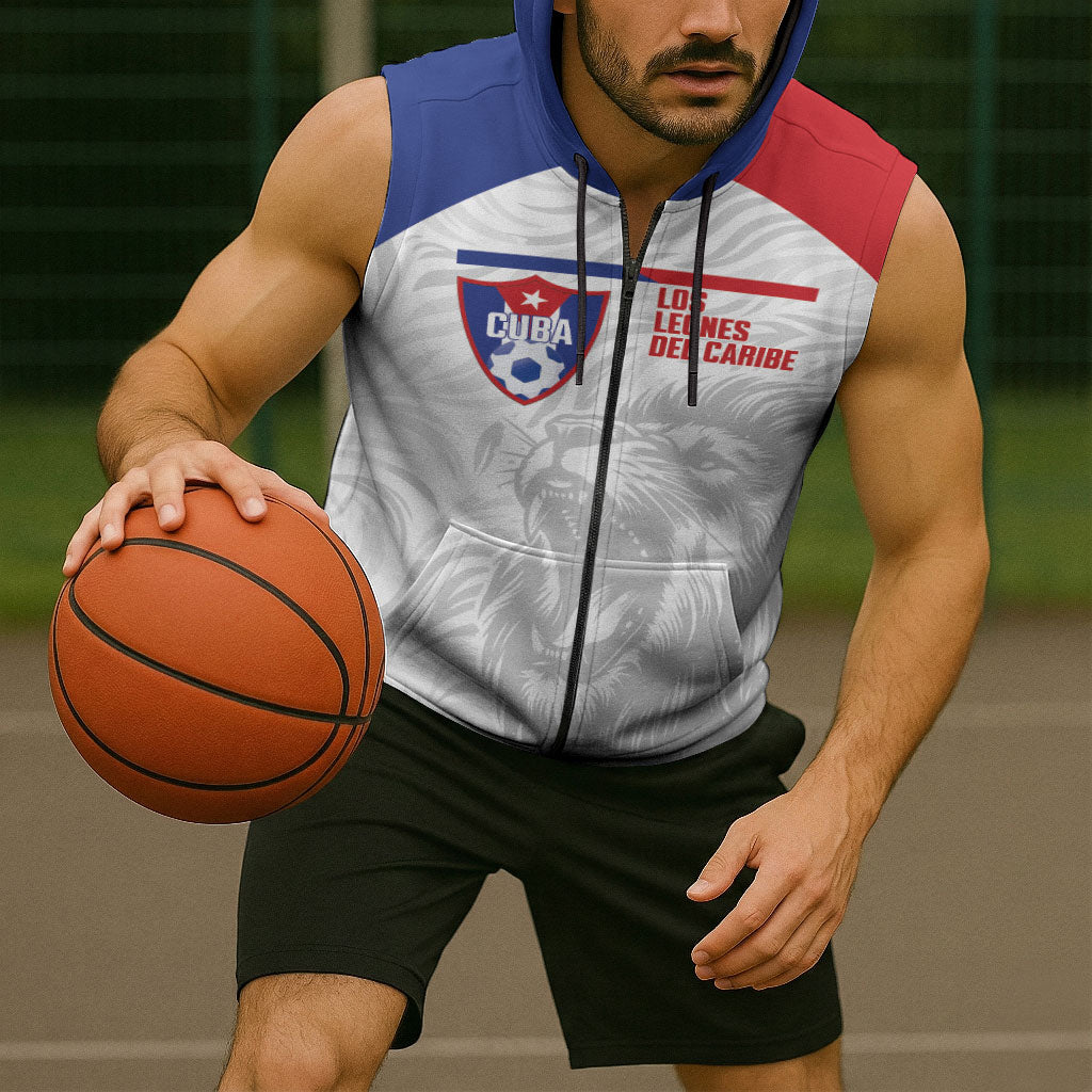 Cuba Football 2026 Custom Sleeveless Zip Hoodie Vamos Los Leones del Caribe