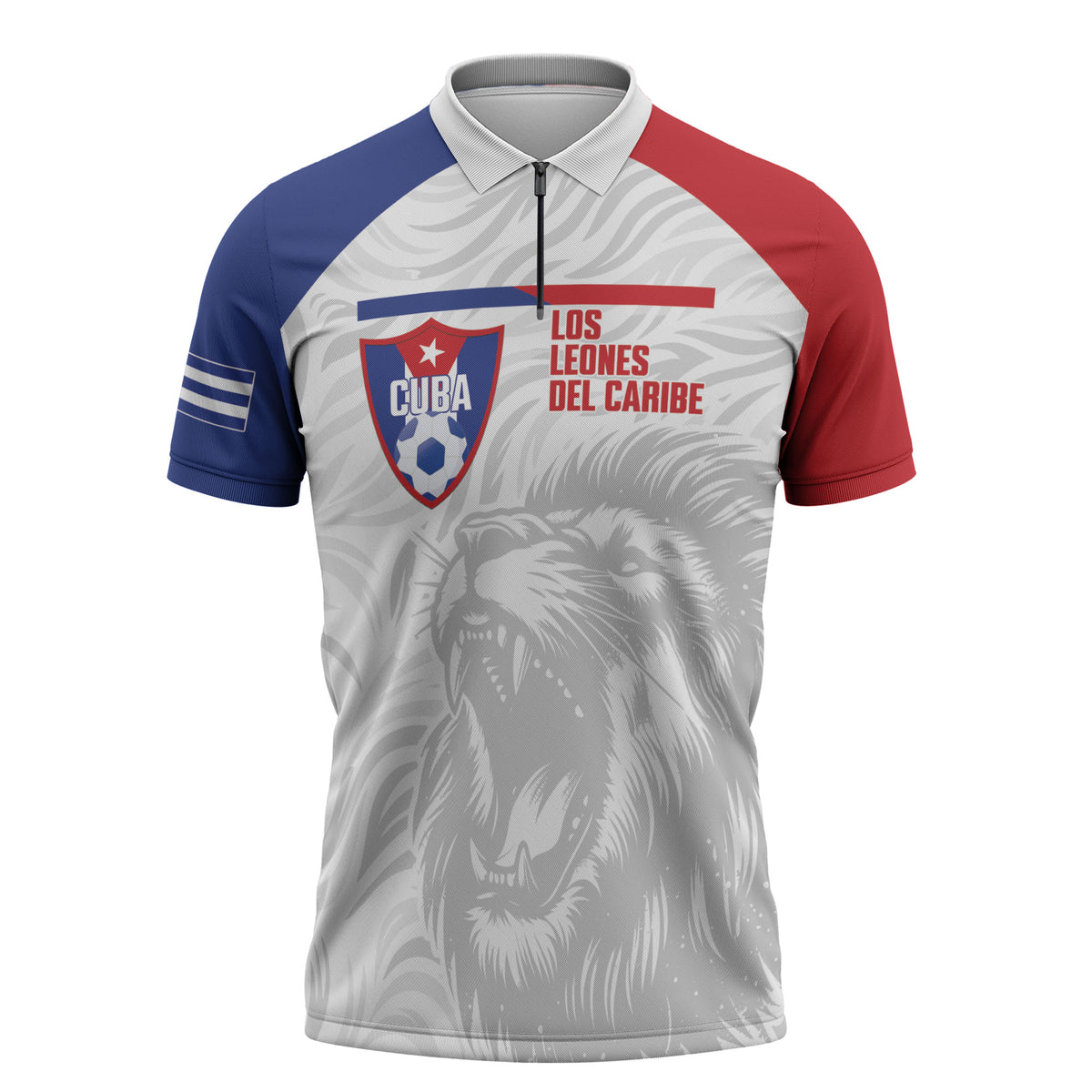Cuba Football 2026 Custom Zipper Polo Shirt Vamos Los Leones del Caribe