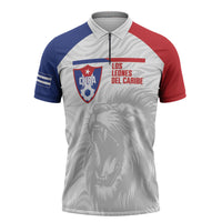 Cuba Football 2026 Custom Zipper Polo Shirt Vamos Los Leones del Caribe