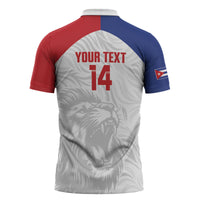 Cuba Football 2026 Custom Zipper Polo Shirt Vamos Los Leones del Caribe