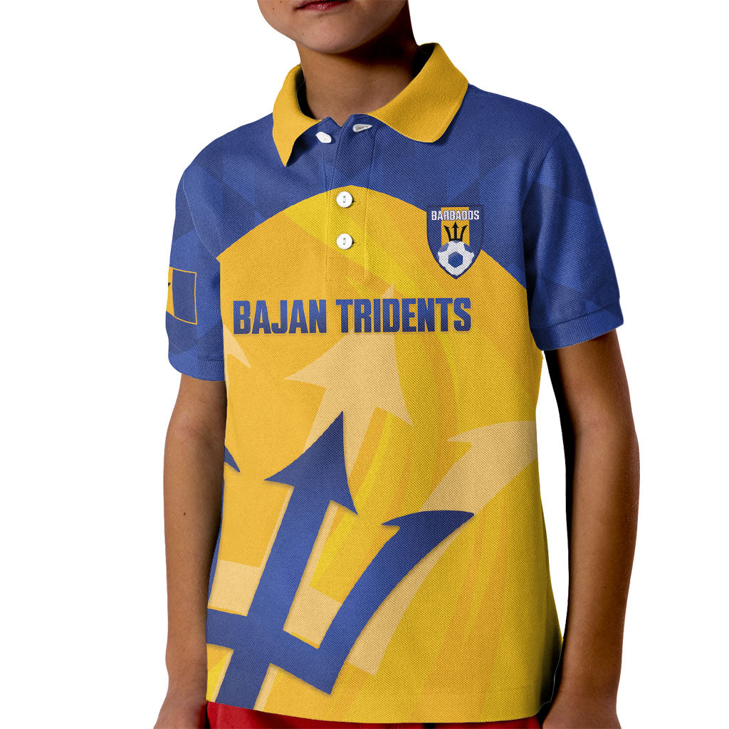 Barbados Football 2026 Custom Kid Polo Shirt Go Bajan Tridents