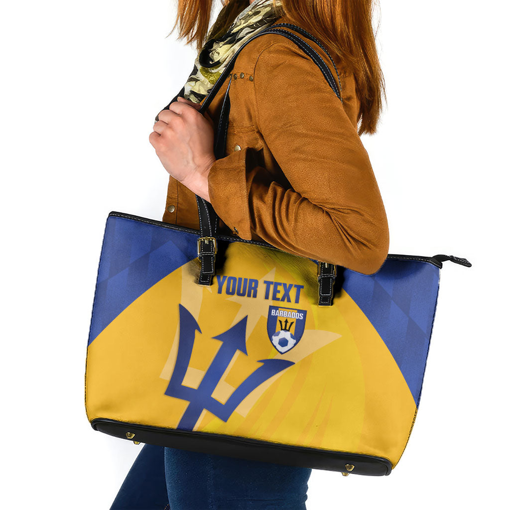 Barbados Football 2026 Custom Leather Tote Bag Go Bajan Tridents