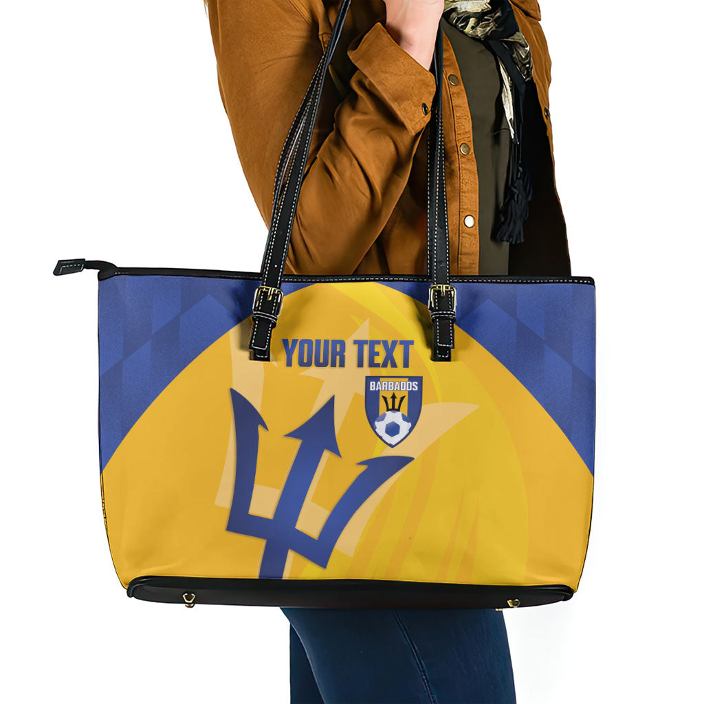 Barbados Football 2026 Custom Leather Tote Bag Go Bajan Tridents