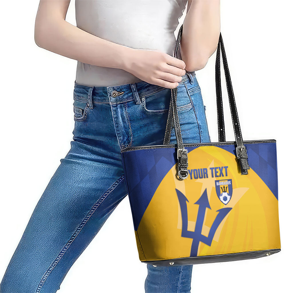 Barbados Football 2026 Custom Leather Tote Bag Go Bajan Tridents