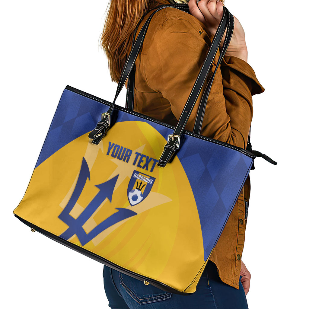 Barbados Football 2026 Custom Leather Tote Bag Go Bajan Tridents