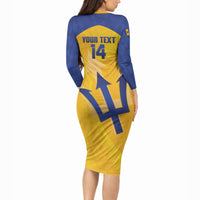Barbados Football 2026 Custom Long Sleeve Bodycon Dress Go Bajan Tridents