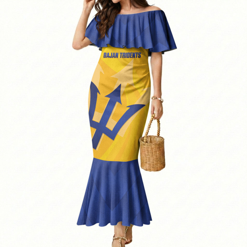 Barbados Football 2026 Custom Mermaid Dress Go Bajan Tridents