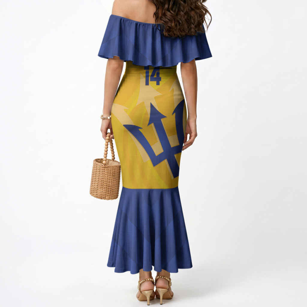 Barbados Football 2026 Custom Mermaid Dress Go Bajan Tridents