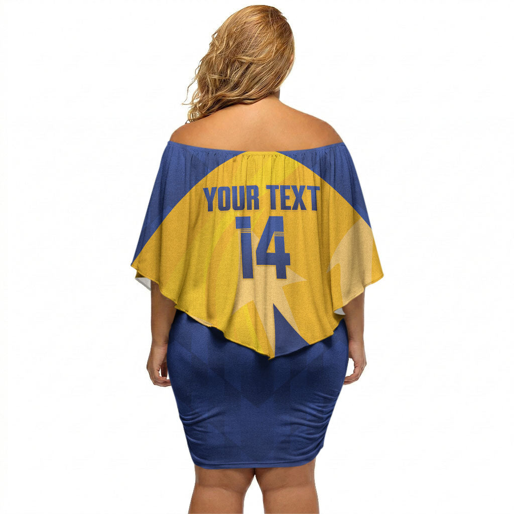 Barbados Football 2026 Custom Off Shoulder Short Dress Go Bajan Tridents