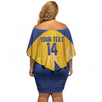 Barbados Football 2026 Custom Off Shoulder Short Dress Go Bajan Tridents
