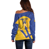 Barbados Football 2026 Custom Off Shoulder Sweater Go Bajan Tridents
