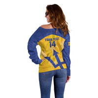 Barbados Football 2026 Custom Off Shoulder Sweater Go Bajan Tridents