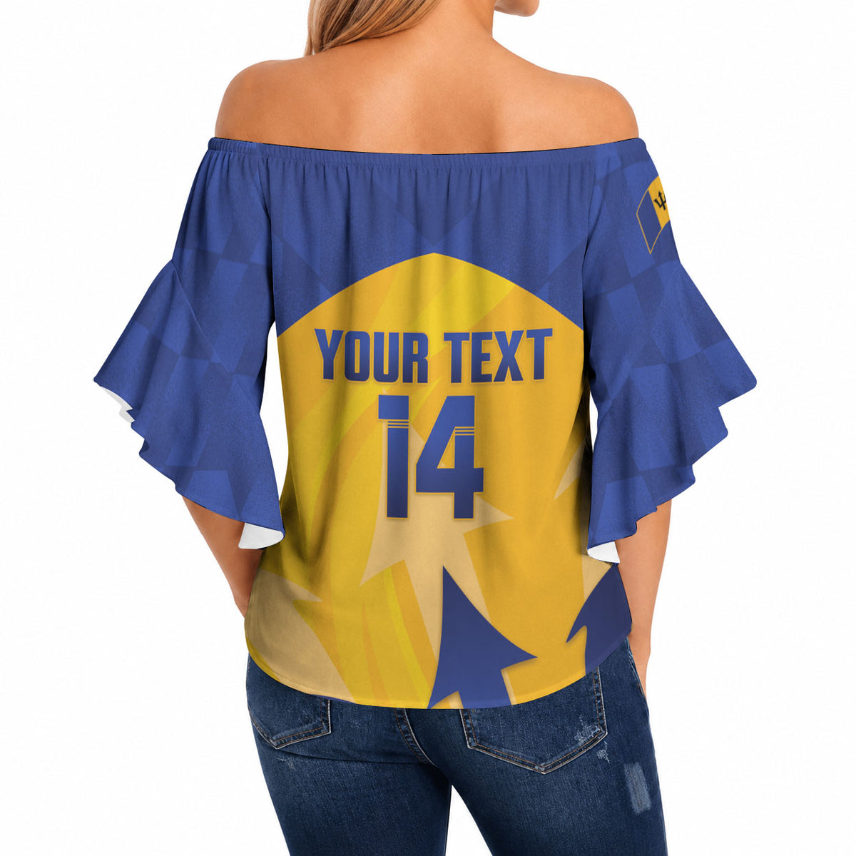 Barbados Football 2026 Custom Off Shoulder Wrap Waist Top Go Bajan Tridents