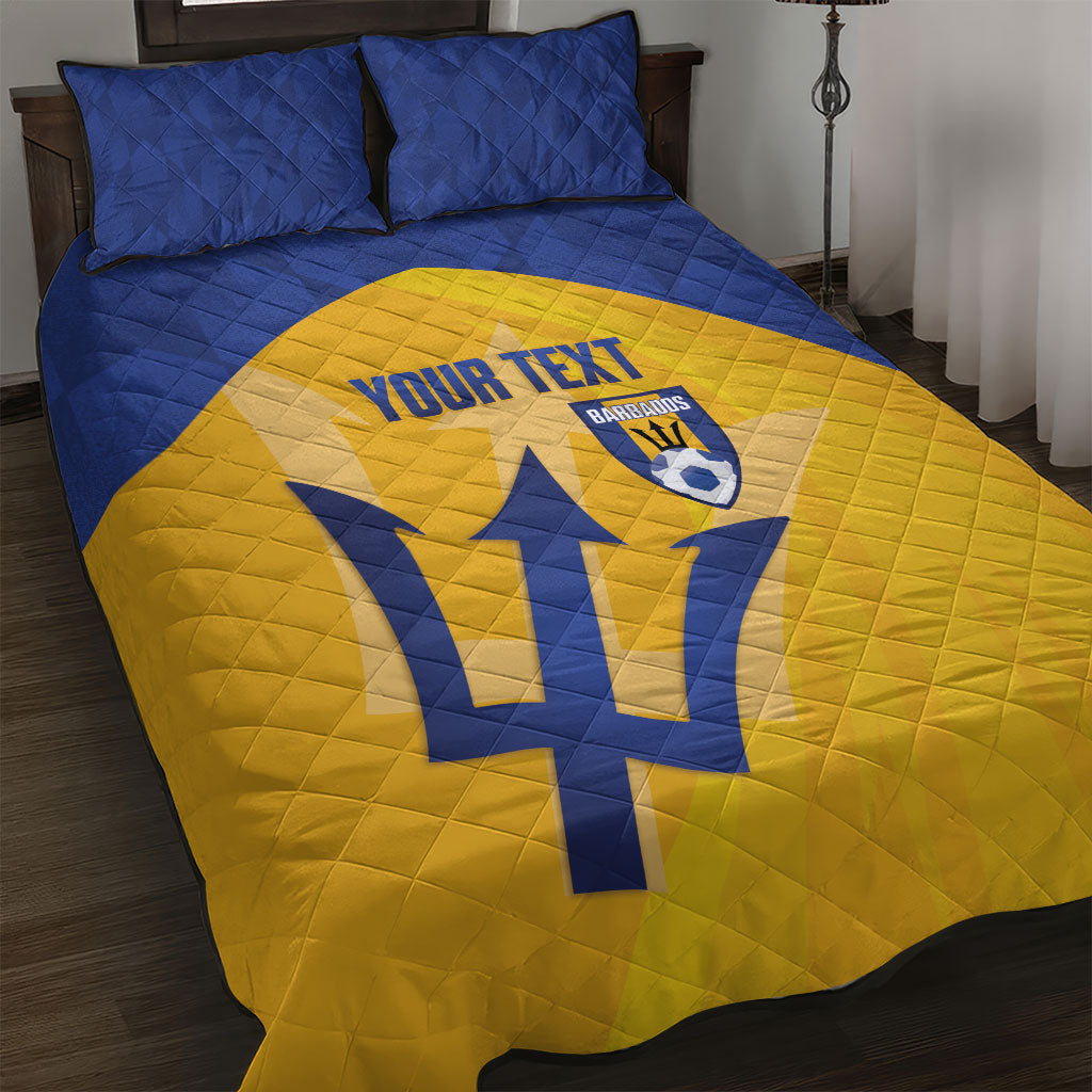 Barbados Football 2026 Custom Quilt Bed Set Go Bajan Tridents