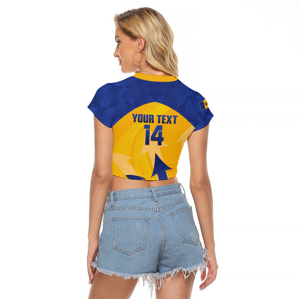 Barbados Football 2026 Custom Raglan Cropped T Shirt Go Bajan Tridents