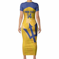 Barbados Football 2026 Custom Short Sleeve Bodycon Dress Go Bajan Tridents