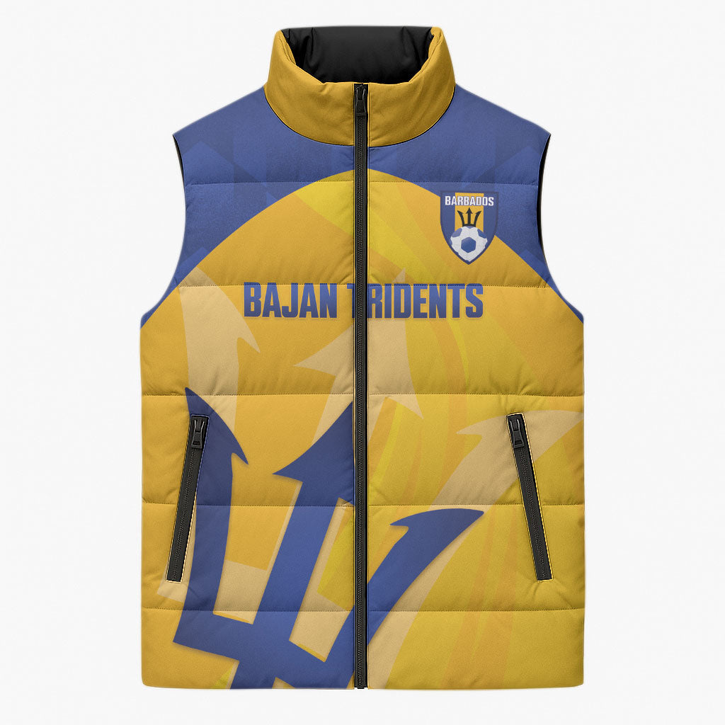 Barbados Football 2026 Custom Sleeveless Puffer Jacket Go Bajan Tridents