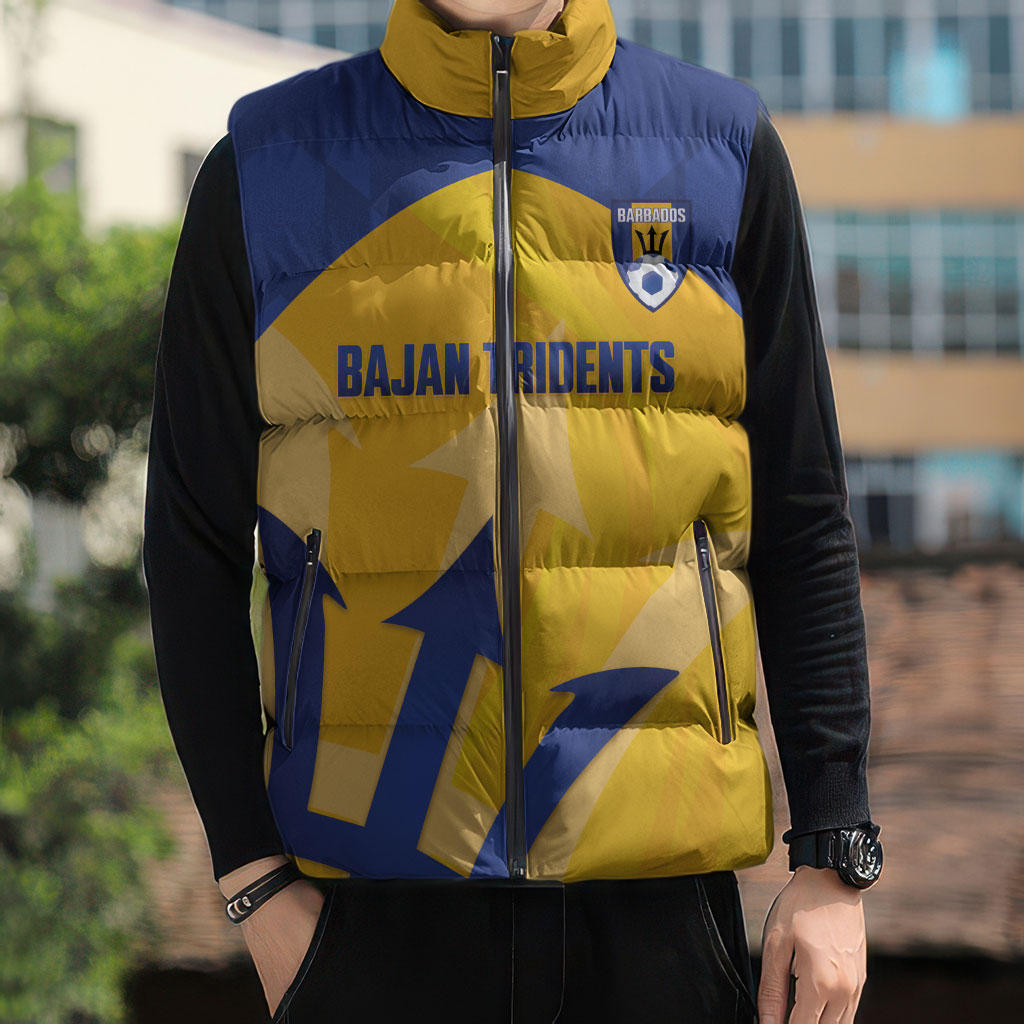 Barbados Football 2026 Custom Sleeveless Puffer Jacket Go Bajan Tridents