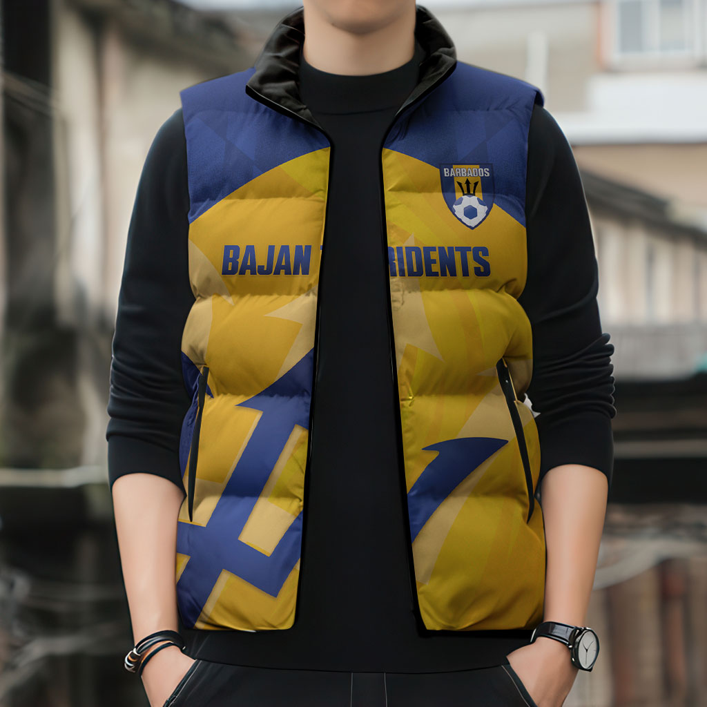 Barbados Football 2026 Custom Sleeveless Puffer Jacket Go Bajan Tridents