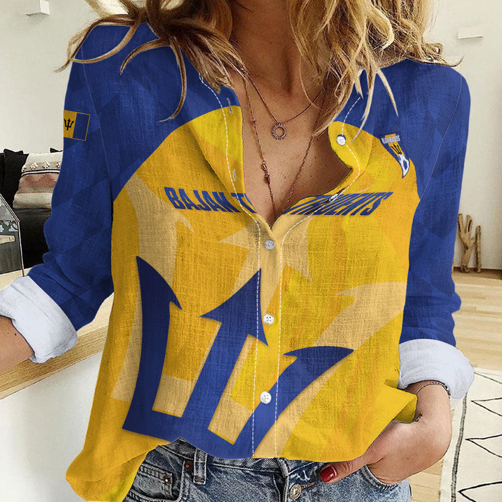 Barbados Football 2026 Custom Women Casual Shirt Go Bajan Tridents