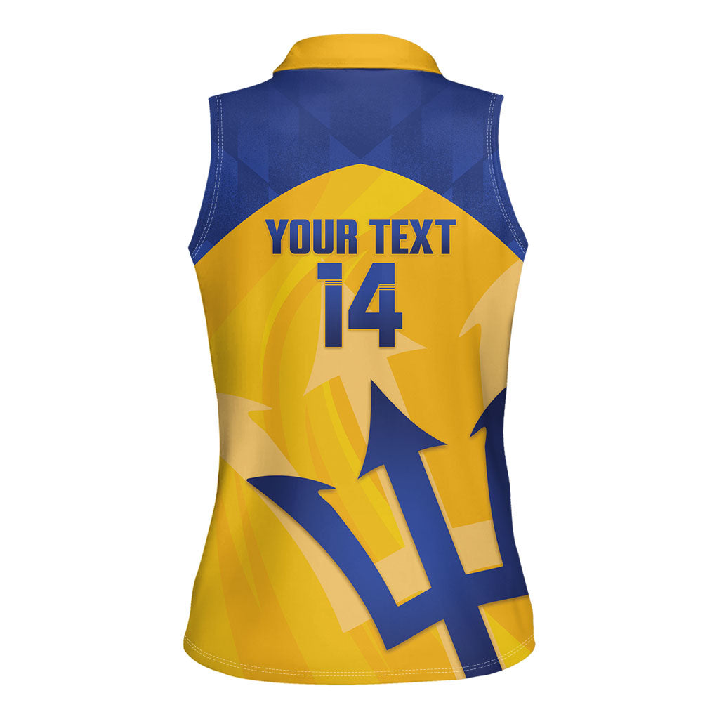 Barbados Football 2026 Custom Women Sleeveless Polo Shirt Go Bajan Tridents