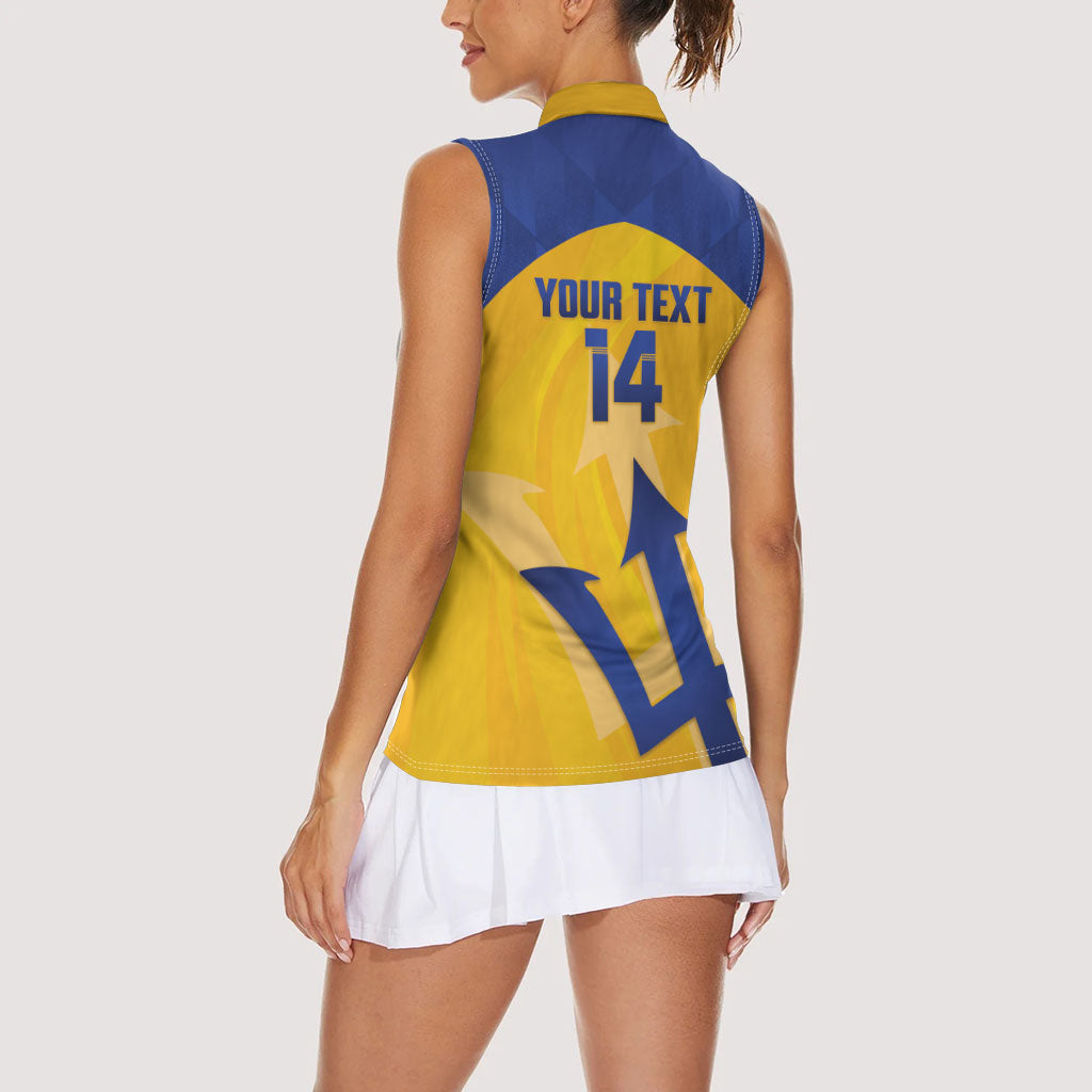 Barbados Football 2026 Custom Women Sleeveless Polo Shirt Go Bajan Tridents