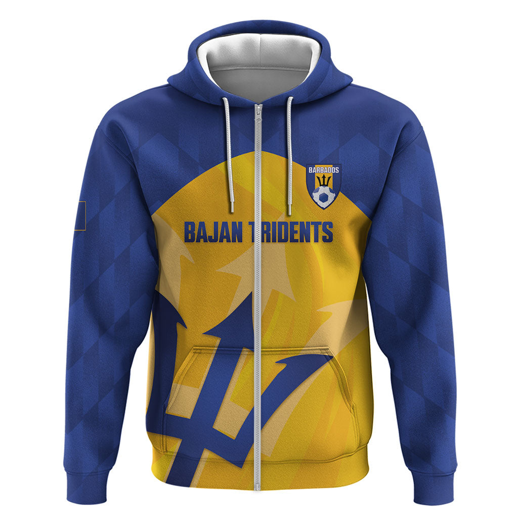 Barbados Football 2026 Custom Zip Hoodie Go Bajan Tridents