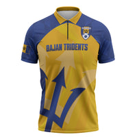 Barbados Football 2026 Custom Zipper Polo Shirt Go Bajan Tridents
