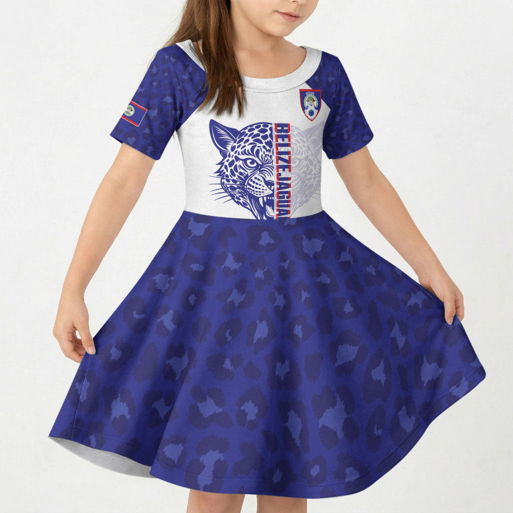Belize Football 2026 Custom Kid Short Sleeve Dress Go Jaguars