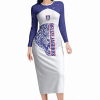 Belize Football 2026 Custom Long Sleeve Bodycon Dress Go Jaguars