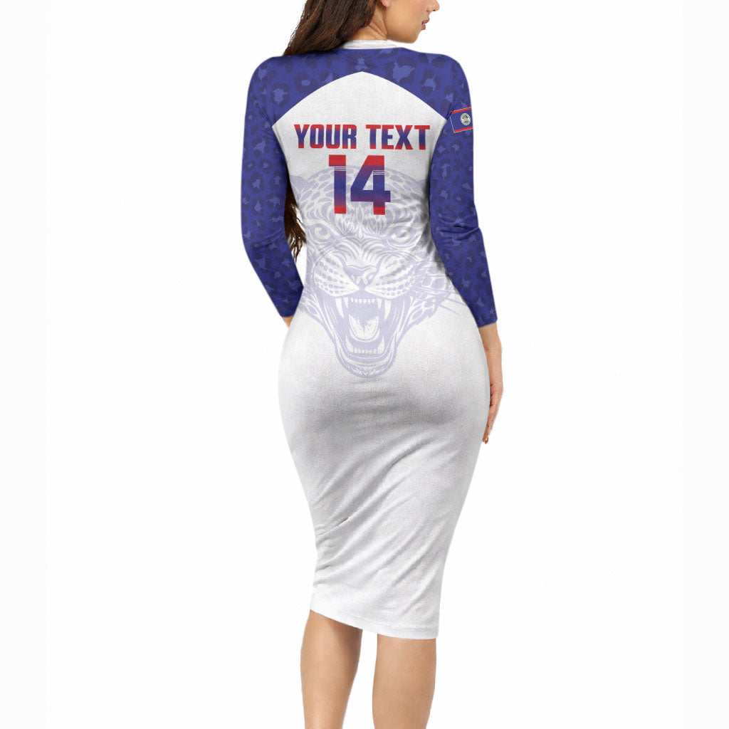 Belize Football 2026 Custom Long Sleeve Bodycon Dress Go Jaguars