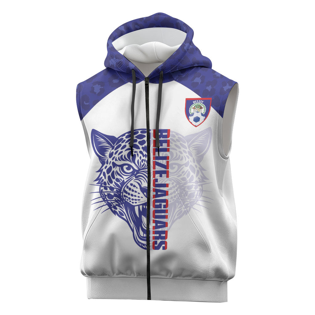 Belize Football 2026 Custom Sleeveless Zip Hoodie Go Jaguars