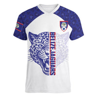 Belize Football 2026 Custom Women V-Neck T-Shirt Go Jaguars
