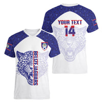 Belize Football 2026 Custom Women V-Neck T-Shirt Go Jaguars