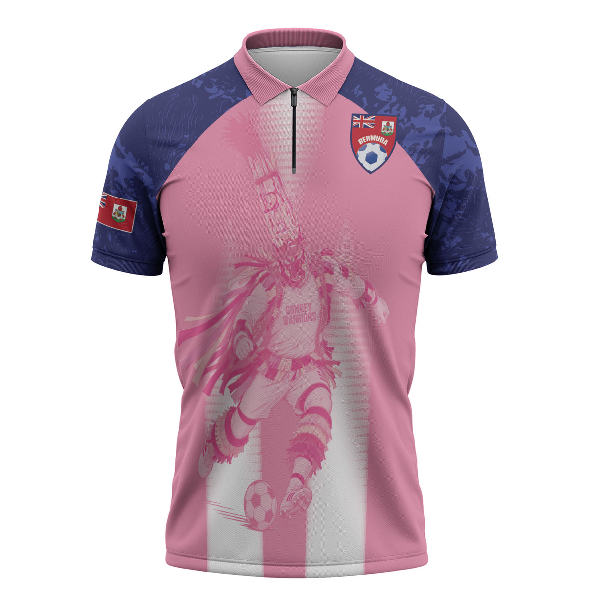Bermuda Football 2026 Custom Zipper Polo Shirt Go Gombey Warriors
